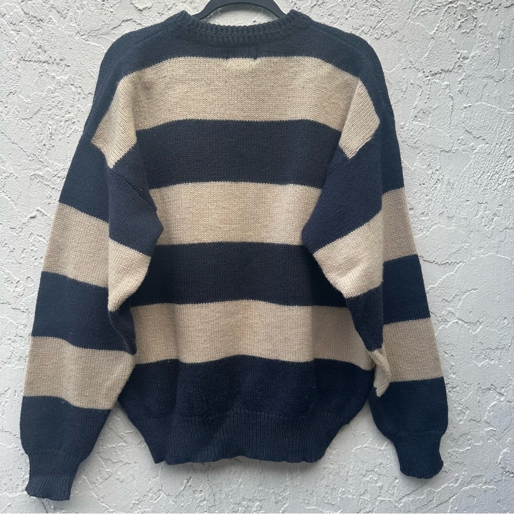 BOSTON TRADERS Sweater Men XL 100% Wool Stripe Rugby Crew Preppy - Picture 4 of 5